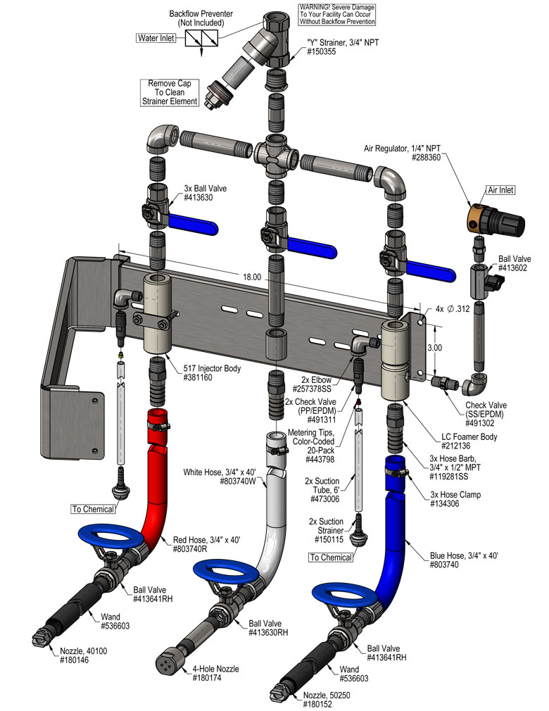 915225 - 517 Sanitize / Rinse / LC Foam Hose Drop Station 